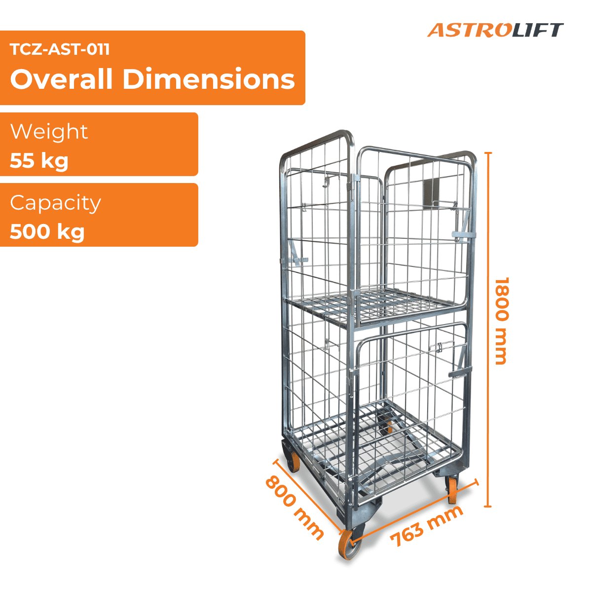 Buy Cage Trolley (Dual Door - Nest in Cage Trolley from Astrolift NZ